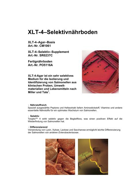 Beschreibung des Nährbodens aus dem Oxoid ... - mibius
