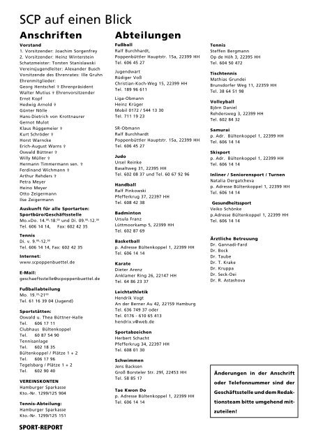 SPORT-REPORT - SC Poppenbüttel von 1930 e.V.