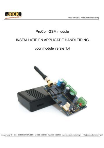 Jack Automotive handleiding Procon GSM module NL