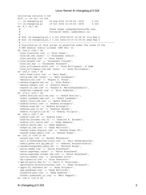 Linux-Kernel: lk-changelog.pl 0.324 - DerKeiler Linux Archive
