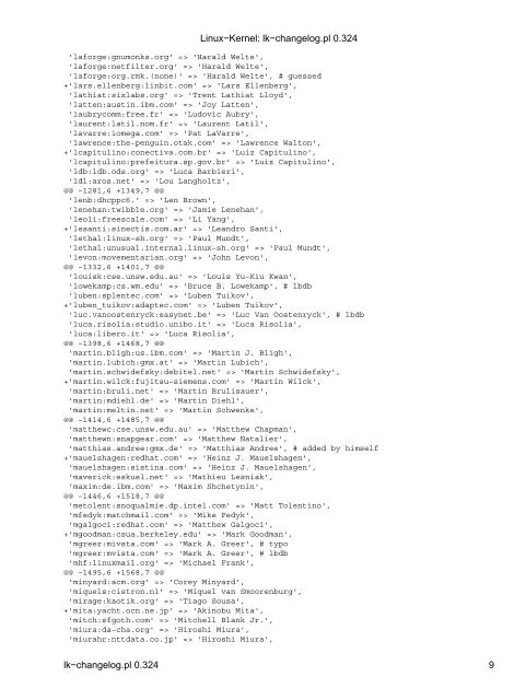 Linux-Kernel: lk-changelog.pl 0.324 - DerKeiler Linux Archive