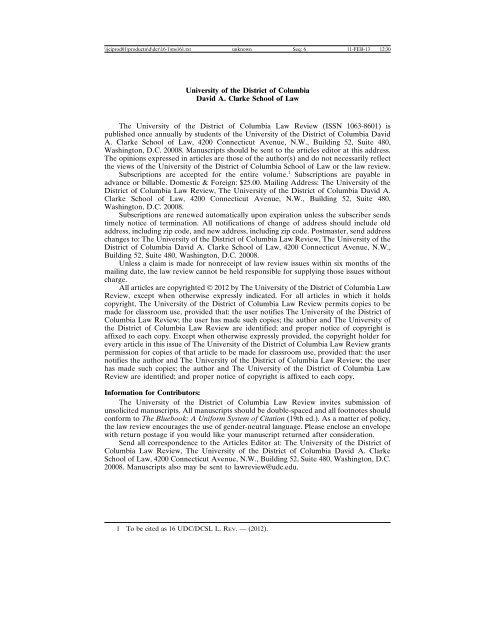 volume 16, number 1 - UDC Law Review