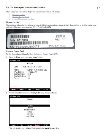 PX 720: Finding the Product Serial Number p.1