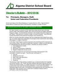 Director's Bulletin March 6, 2012 - Algoma District School Board