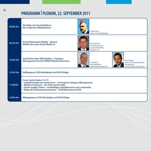 programm | foren, 22. september 2011 - ECR Tag - GS1 Germany