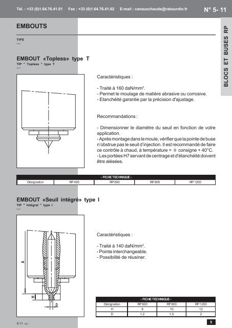 CANAUX CHAUDS - Rabourdin Industrie