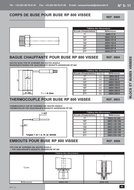 CANAUX CHAUDS - Rabourdin Industrie