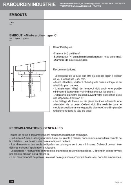 CANAUX CHAUDS - Rabourdin Industrie