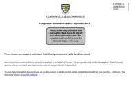 September checklist - Downing College - University of Cambridge