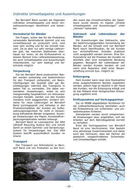 Sicherheits- und Umweltmanagement - Berndorfer Band GmbH & Co