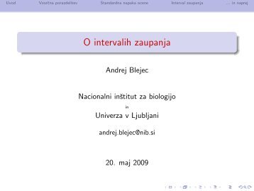 O intervalih zaupanja - Andrej Blejec - NIB