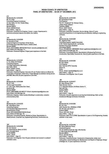 (ENIGNEERS) INDIAN COUNCIL OF ARBITRATION PANEL OF ...