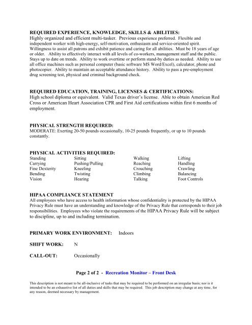 Required Experience Know
