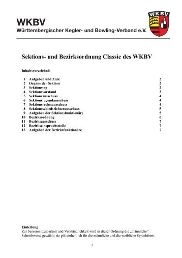 Sektionsordnung Classic - WKBV