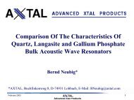 Comparison Of The Characteristics Of Quartz, Langasite and - AXTAL