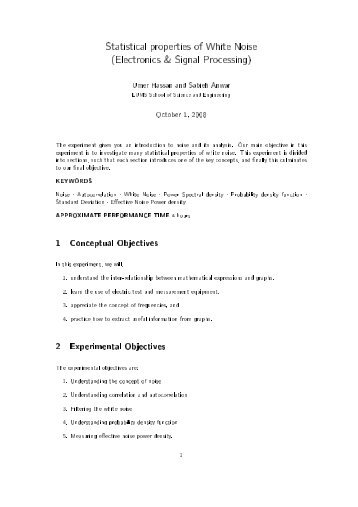 Statistical properties of White Noise (Electronics & Signal Processing)