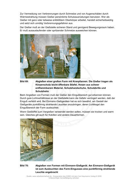 BGI 549 Sicherheitslehrbrief für Gießereiarbeiter