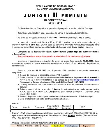 Regulament Juniori II - Frh