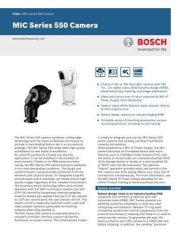 MIC Series 550 Camera - Bosch Security Systems