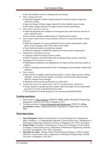 Curriculum Vitae - National University of Singapore