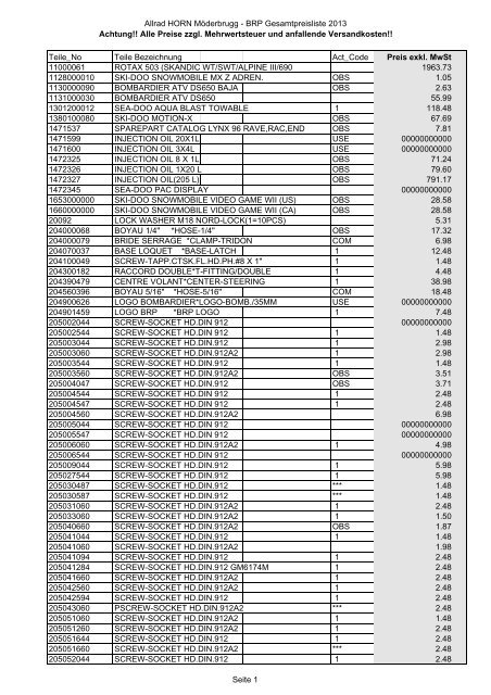 Preise zzgl. Mehrwertsteuer und anfallende ... - Allrad Horn
