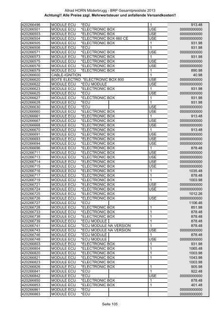 Preise zzgl. Mehrwertsteuer und anfallende ... - Allrad Horn