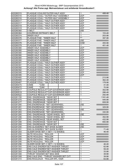 Preise zzgl. Mehrwertsteuer und anfallende ... - Allrad Horn