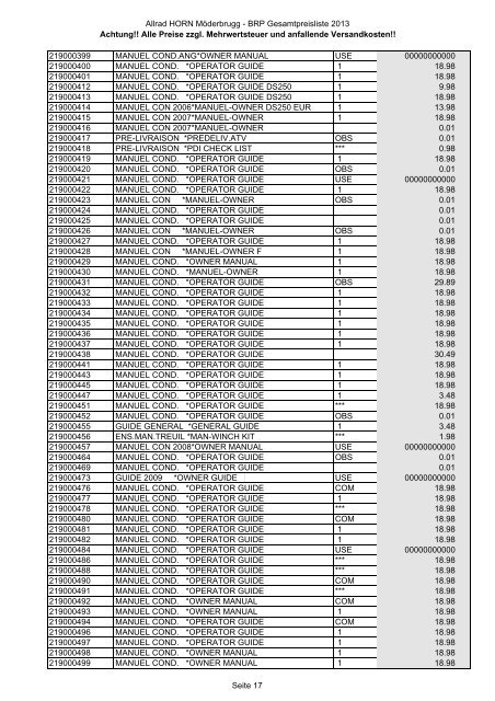 Preise zzgl. Mehrwertsteuer und anfallende ... - Allrad Horn