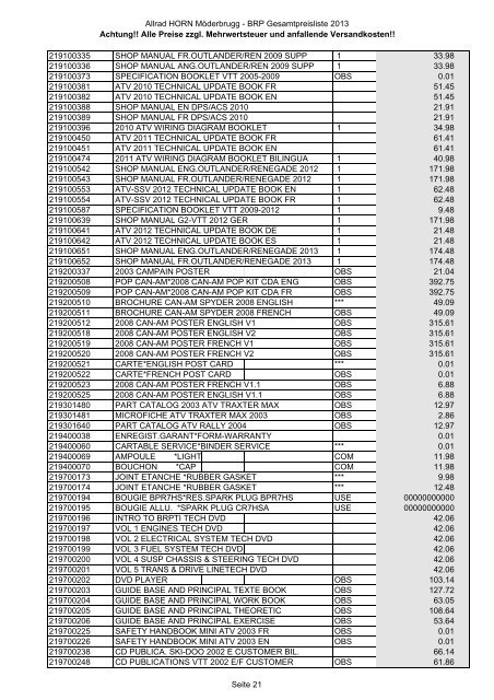 Preise zzgl. Mehrwertsteuer und anfallende ... - Allrad Horn