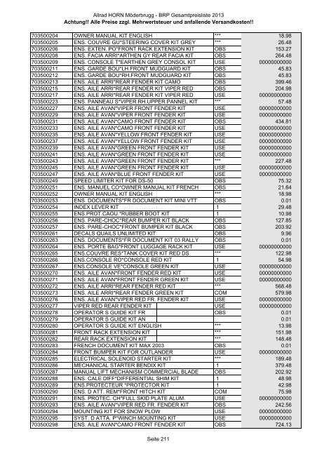 Preise zzgl. Mehrwertsteuer und anfallende ... - Allrad Horn