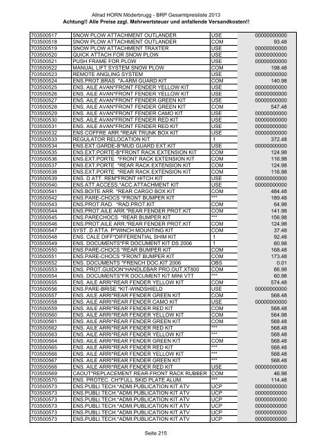 Preise zzgl. Mehrwertsteuer und anfallende ... - Allrad Horn