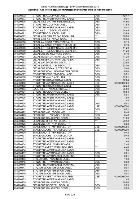 Preise zzgl. Mehrwertsteuer und anfallende ... - Allrad Horn
