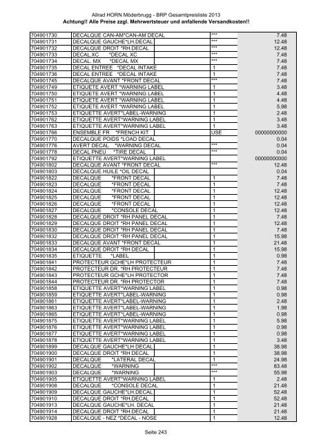 Preise zzgl. Mehrwertsteuer und anfallende ... - Allrad Horn