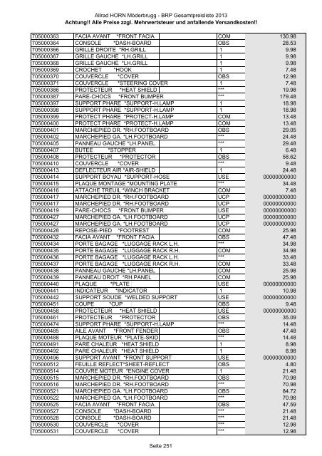 Preise zzgl. Mehrwertsteuer und anfallende ... - Allrad Horn
