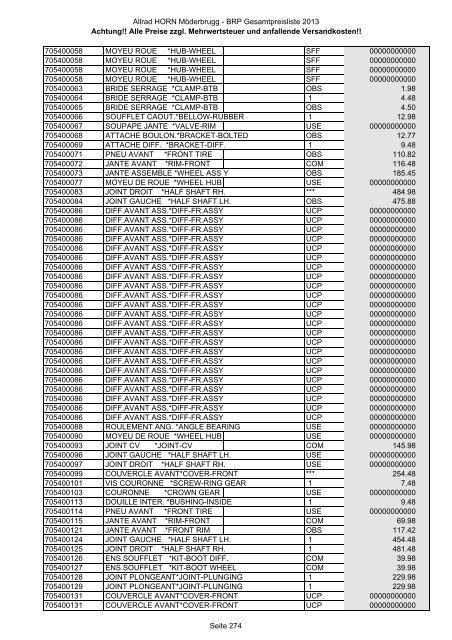 Preise zzgl. Mehrwertsteuer und anfallende ... - Allrad Horn