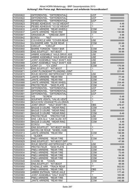 Preise zzgl. Mehrwertsteuer und anfallende ... - Allrad Horn