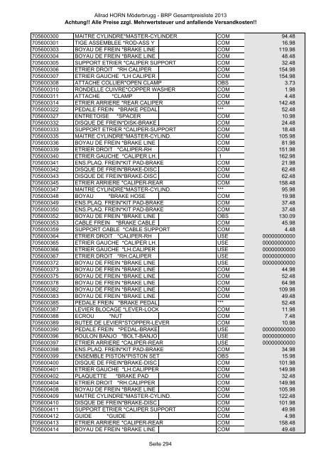 Preise zzgl. Mehrwertsteuer und anfallende ... - Allrad Horn