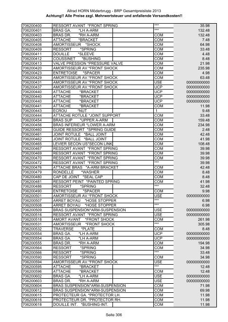 Preise zzgl. Mehrwertsteuer und anfallende ... - Allrad Horn