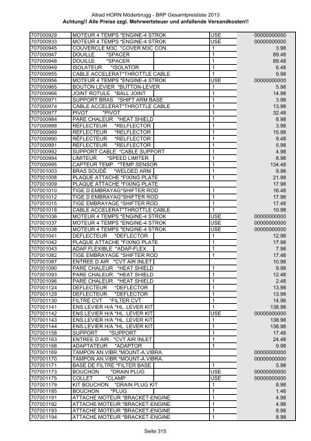 Preise zzgl. Mehrwertsteuer und anfallende ... - Allrad Horn