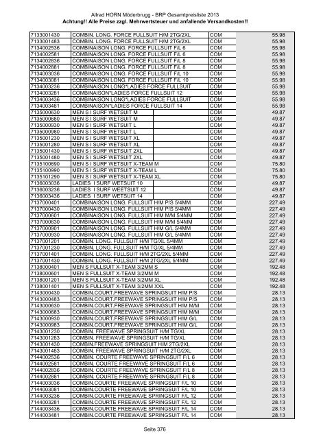 Preise zzgl. Mehrwertsteuer und anfallende ... - Allrad Horn