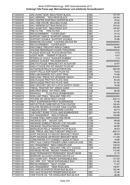 Preise zzgl. Mehrwertsteuer und anfallende ... - Allrad Horn