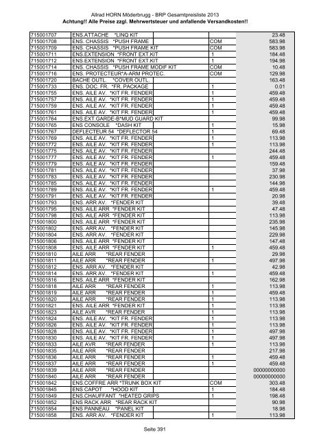Preise zzgl. Mehrwertsteuer und anfallende ... - Allrad Horn