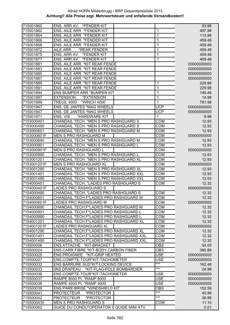 Preise zzgl. Mehrwertsteuer und anfallende ... - Allrad Horn