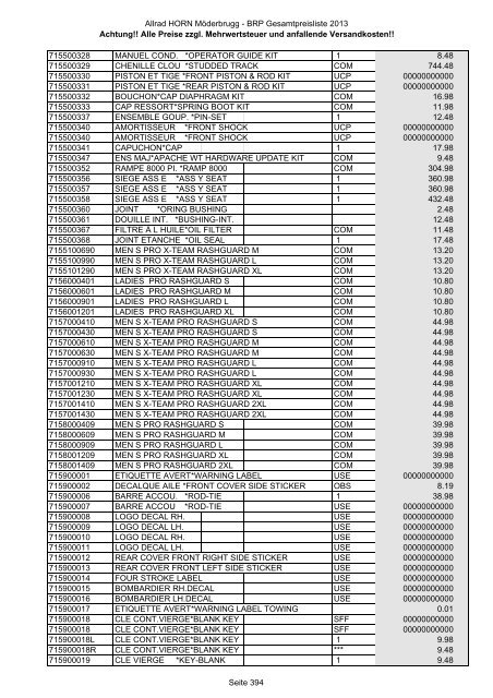 Preise zzgl. Mehrwertsteuer und anfallende ... - Allrad Horn