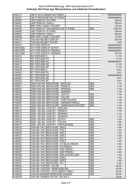 Preise zzgl. Mehrwertsteuer und anfallende ... - Allrad Horn