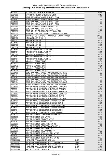 Preise zzgl. Mehrwertsteuer und anfallende ... - Allrad Horn