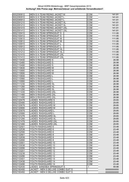 Preise zzgl. Mehrwertsteuer und anfallende ... - Allrad Horn