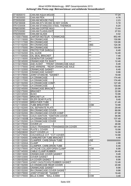 Preise zzgl. Mehrwertsteuer und anfallende ... - Allrad Horn