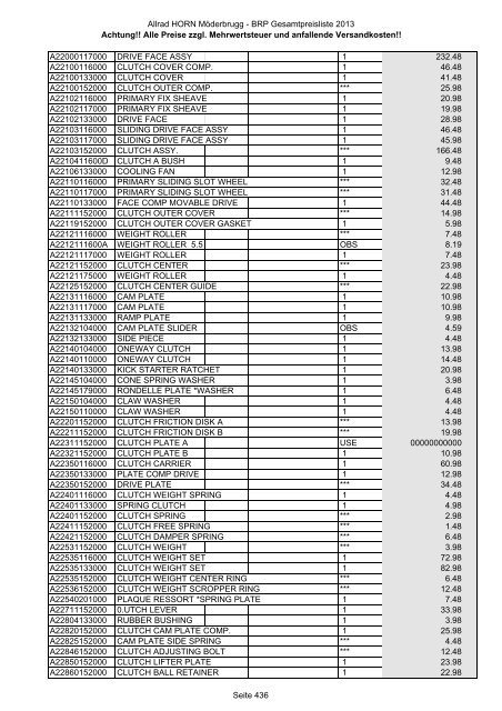Preise zzgl. Mehrwertsteuer und anfallende ... - Allrad Horn