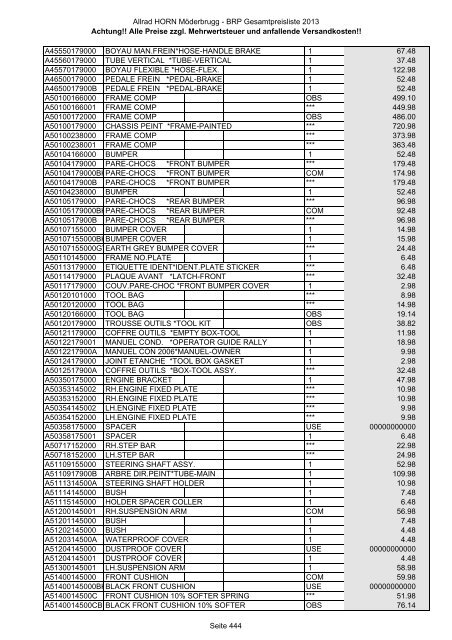 Preise zzgl. Mehrwertsteuer und anfallende ... - Allrad Horn